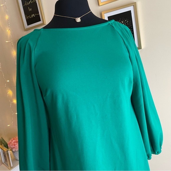 Eliza J Green Long Sleeve Shift Casual Dress - Picture 2 of 12